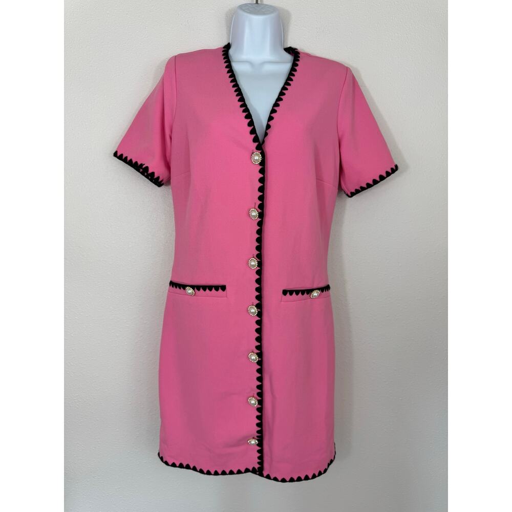 Alexia Admor Barbie Pink Pearl Button Mini Dress NWT Size 6 - Picture 2 of 8